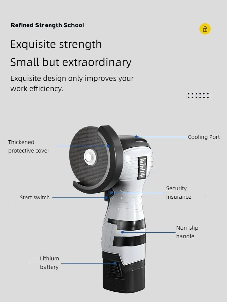 16.8V Cordless Electric Angle Grinder 9000r/min Lithium Battery Mini Polishing Grinding Machine Diamond Cutting Power Grinder