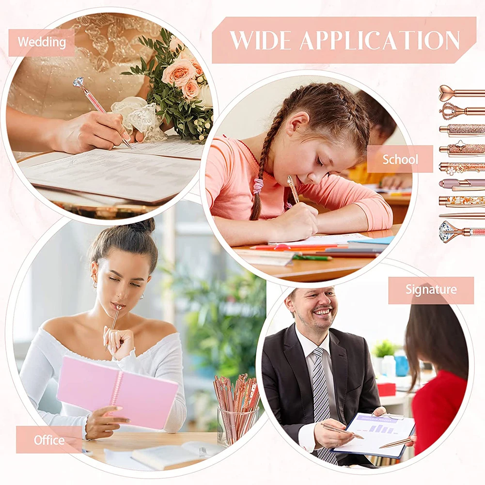 다이아몬드 스터드 프레스 볼펜 세트, 휴대용, Soomthly 잉크, 재미있는 펜, 생일 선물