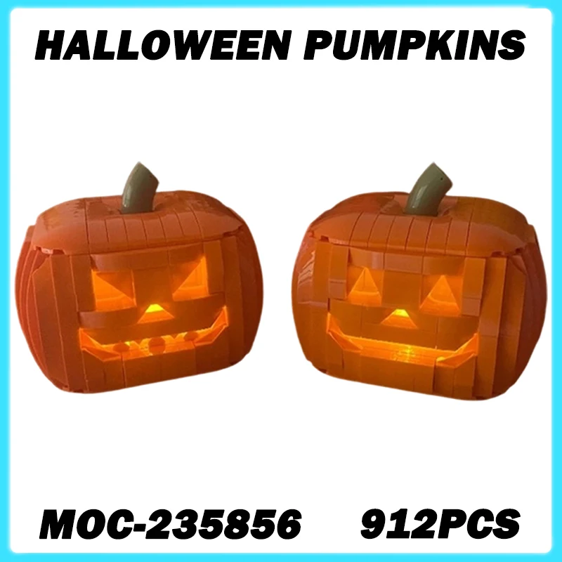 

912PCS MOC-235856 Halloween Pumpkins Lantern Light Building Blocks Bricks Assembly Toy Kids DIY Creative Gift Desktop Decoration