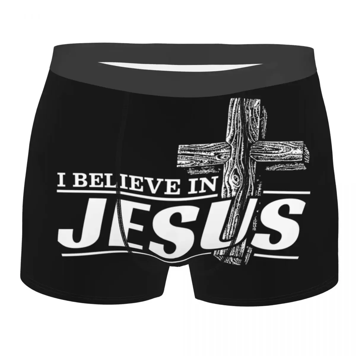 I Believe In Jesus Christ Underwear Men Breathbale Cristianity Faith Boxer Briefs Shorts Panties Soft Underpants For Homme