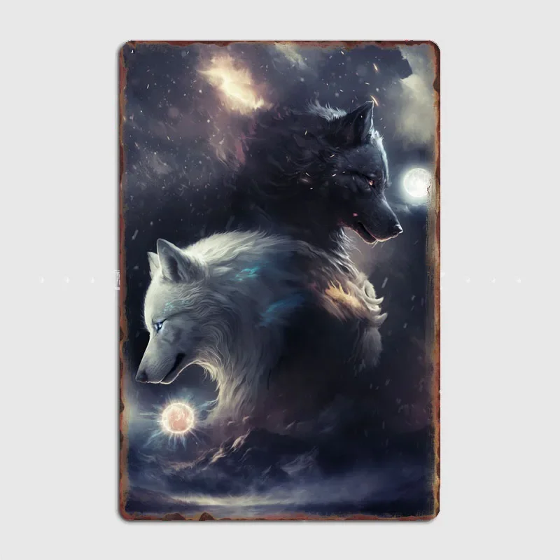 

Poster Retro Metal Posters Sign Garage Club Indoor Wall Room Decoration Home Decor Norse Mythology Skoll and Hati Classic