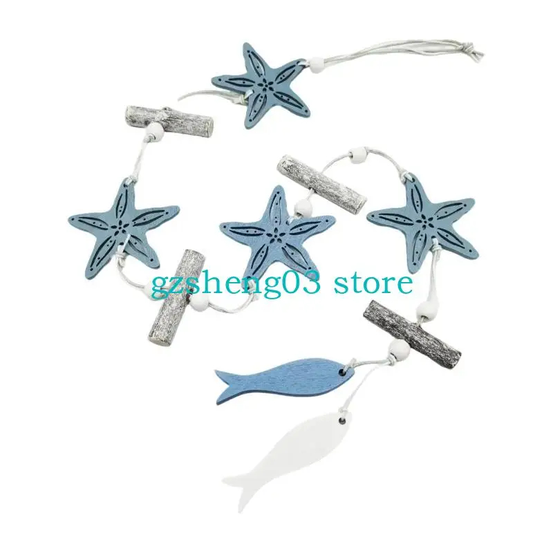 U75C Ocean Theme Decoration Decoration Blue Fish Sea Shell Ornament para parede e janela