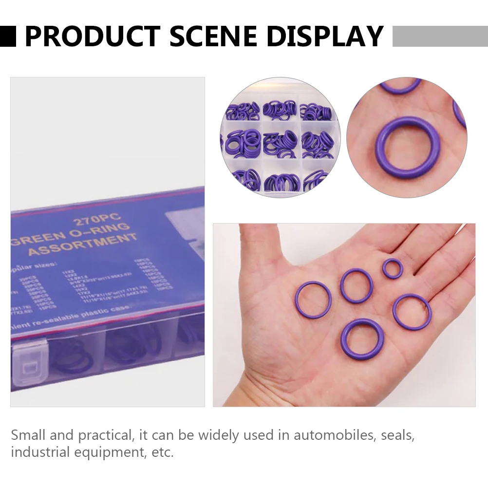 

270 Pcs Seal Car Air Conditioner Sealing Ring Conditioning Compressor Gasket Kit Seals Rubber