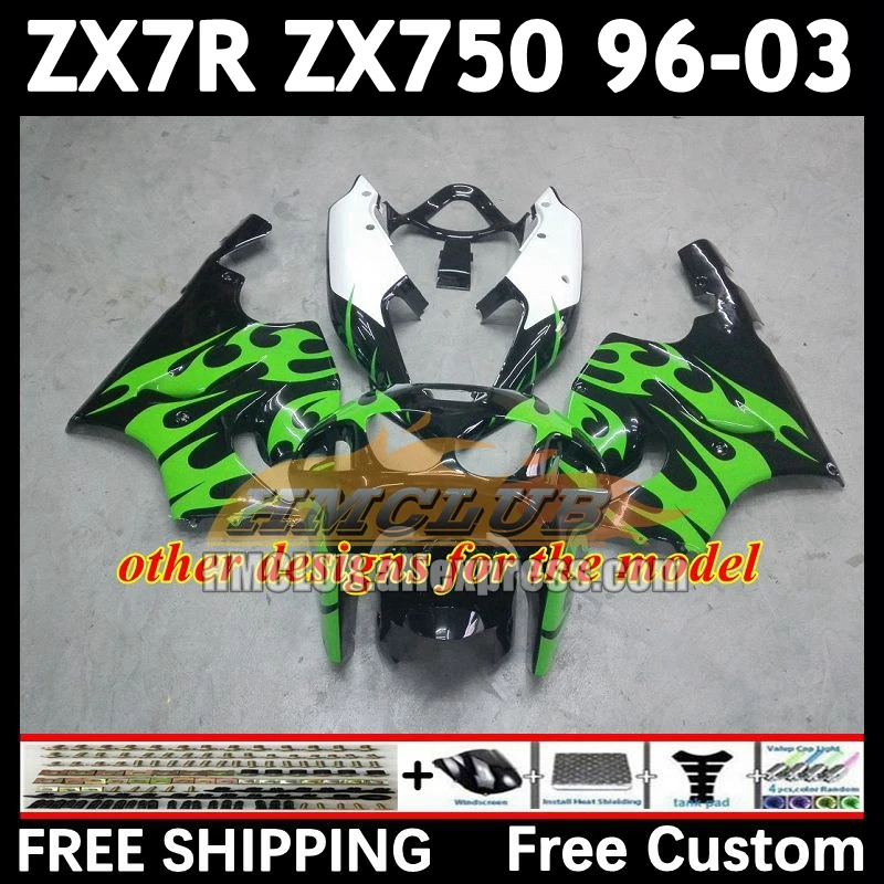 Body Kit For KAWASAKI NINJA all green ZX-7R ZX-750 1996 1997 1998 1999 161No.61 ZX 7R 750 7 R ZX750 ZX7R 00 01 02 03 Fairing