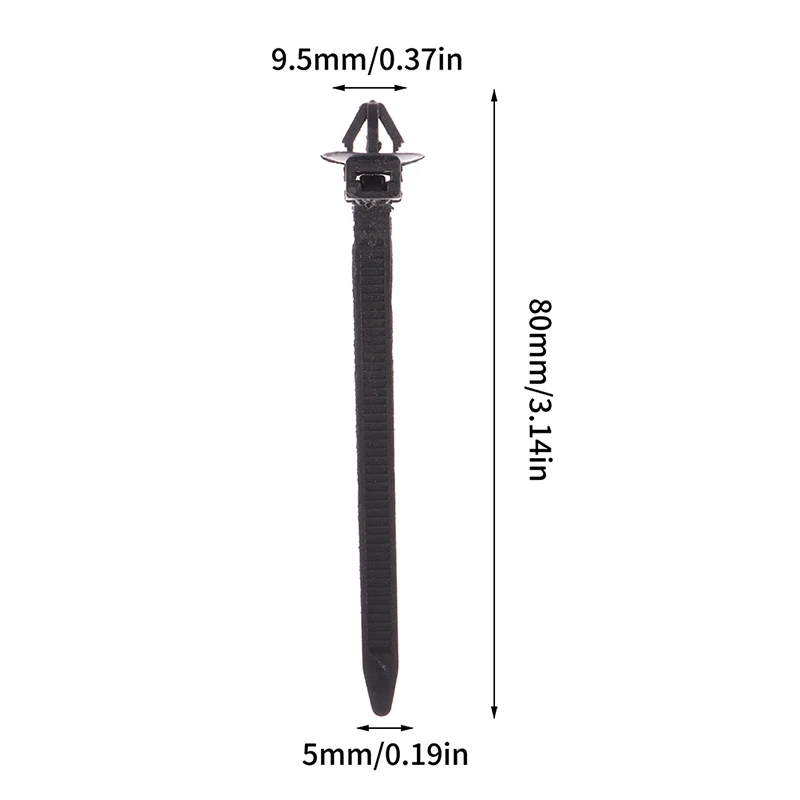 شريط تثبيت بسحاب أسود لكابل السيارة لجميع السيارات ، شريط لف من النايلون ، مثبتات ، مشابك ثابتة ، 10