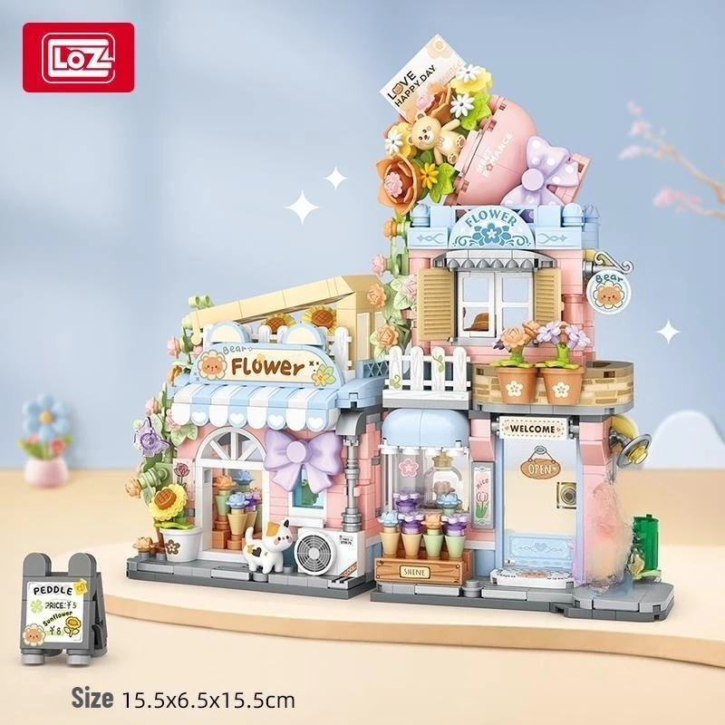 Bloques LOZ, Juguete de construcción DIY, bonitos artículos de Navidad, pintura MOC, cabina, tienda de comida, Juguetes, casa de dulces, regalos para niña, regalo de Año Nuevo