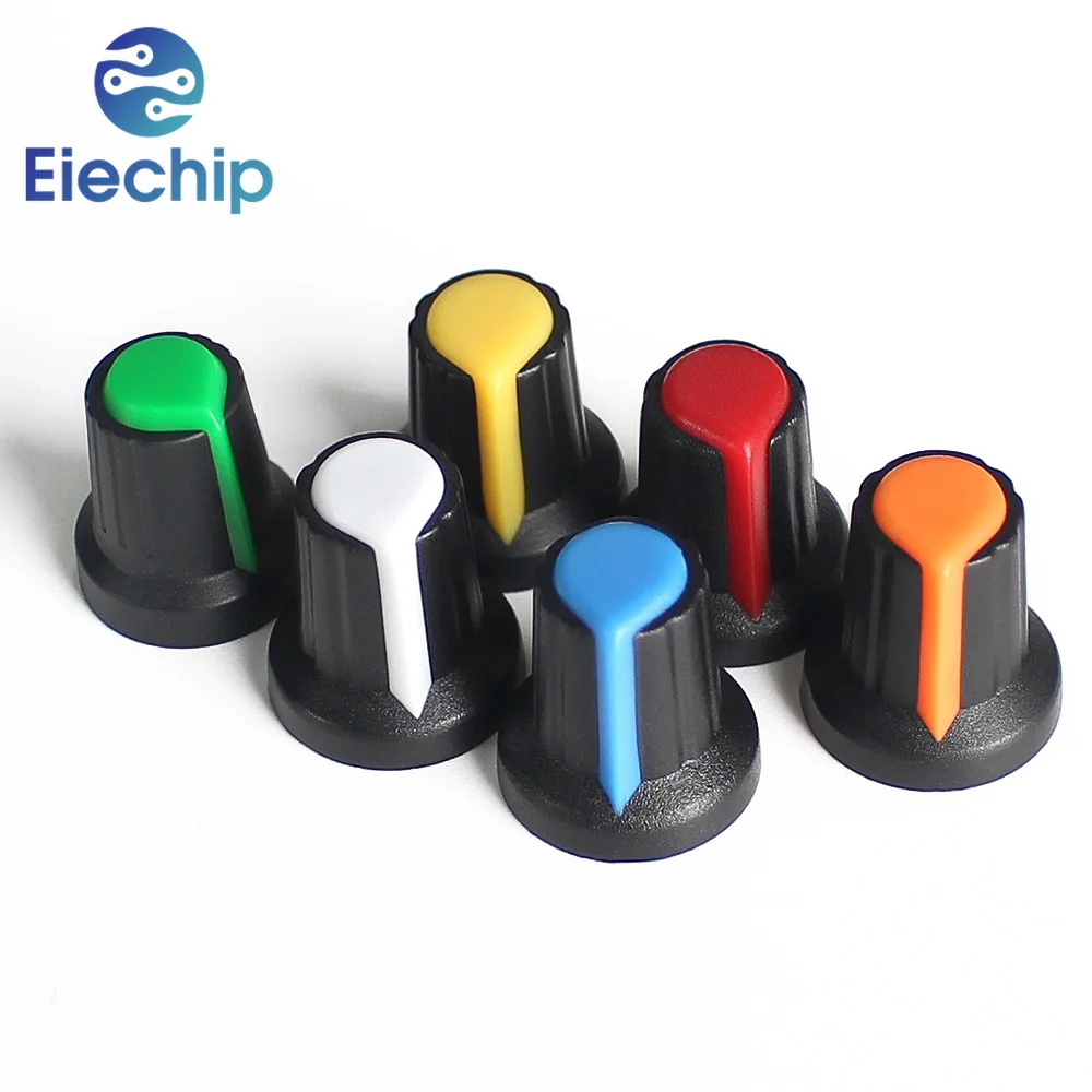 30PCS WH148 AG2 Potentiometer Knob Cap Knobs Kit Orange/White/Blue/Green/Red/Yellow 15x17MM 6color*5PCS Knobs