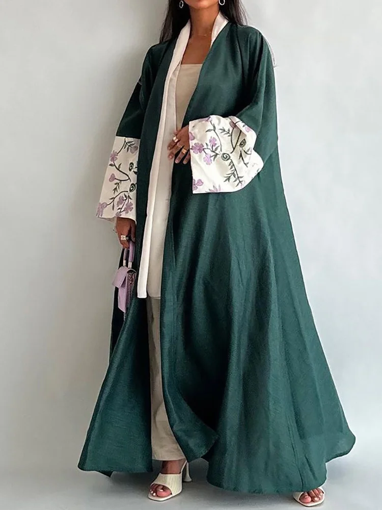 Nowa moda muzułmańskie kimono Abaya jednolity haft płaszcz Retro etniczny kardigan szata dubaj bliskowschód Arabia Saudyjska ubrania Eid