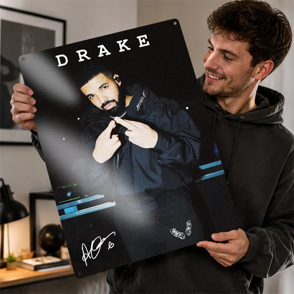 Drake Hip Hop Portrait Printed Poster Personalized Aluminum Metal Sign Striking Lyrical Legend Wall Art Ideal For Home Offices
