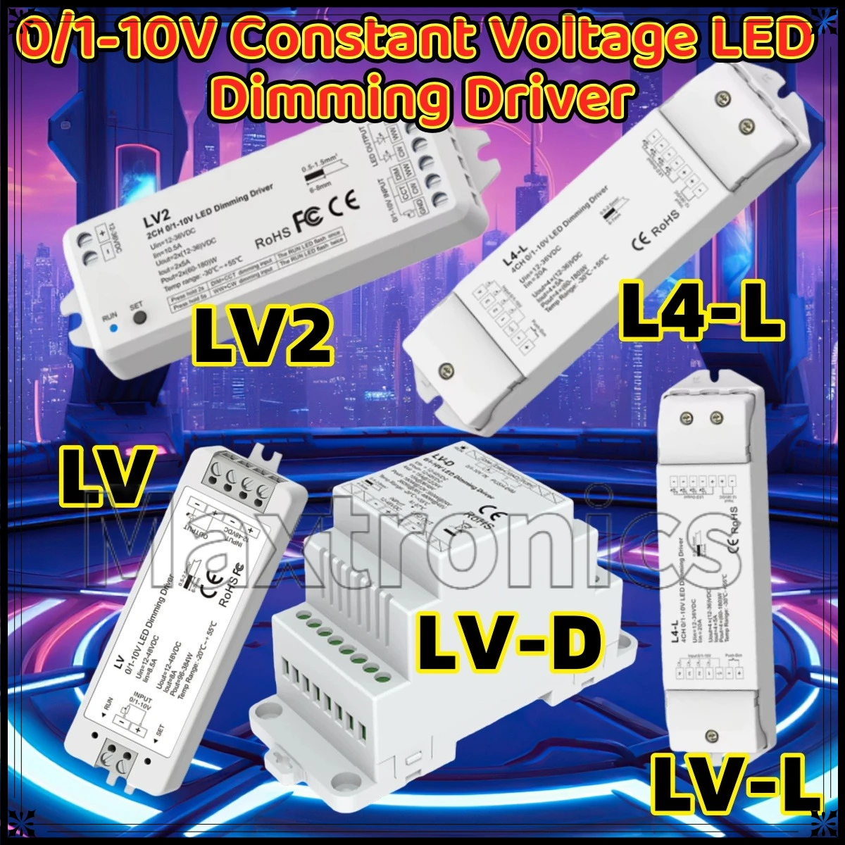 Skydance LV LV2 LV-L L4-L 0/1-10V Constant Voltage LED Dimming Driver PWM 1CH 2CH DC 24V 12V 0-10V Dimmer 1/2 Channel Push Dim