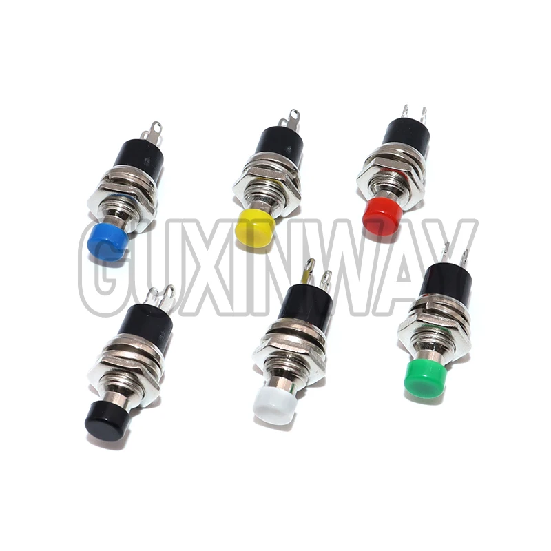 6PCS PBS-110 Interruptor de botón pulsador momentáneo de 7 mm, interruptor de reinicio, botón pulsador momentáneo de encendido/apagado, microinterruptor normalmente abierto (NO)