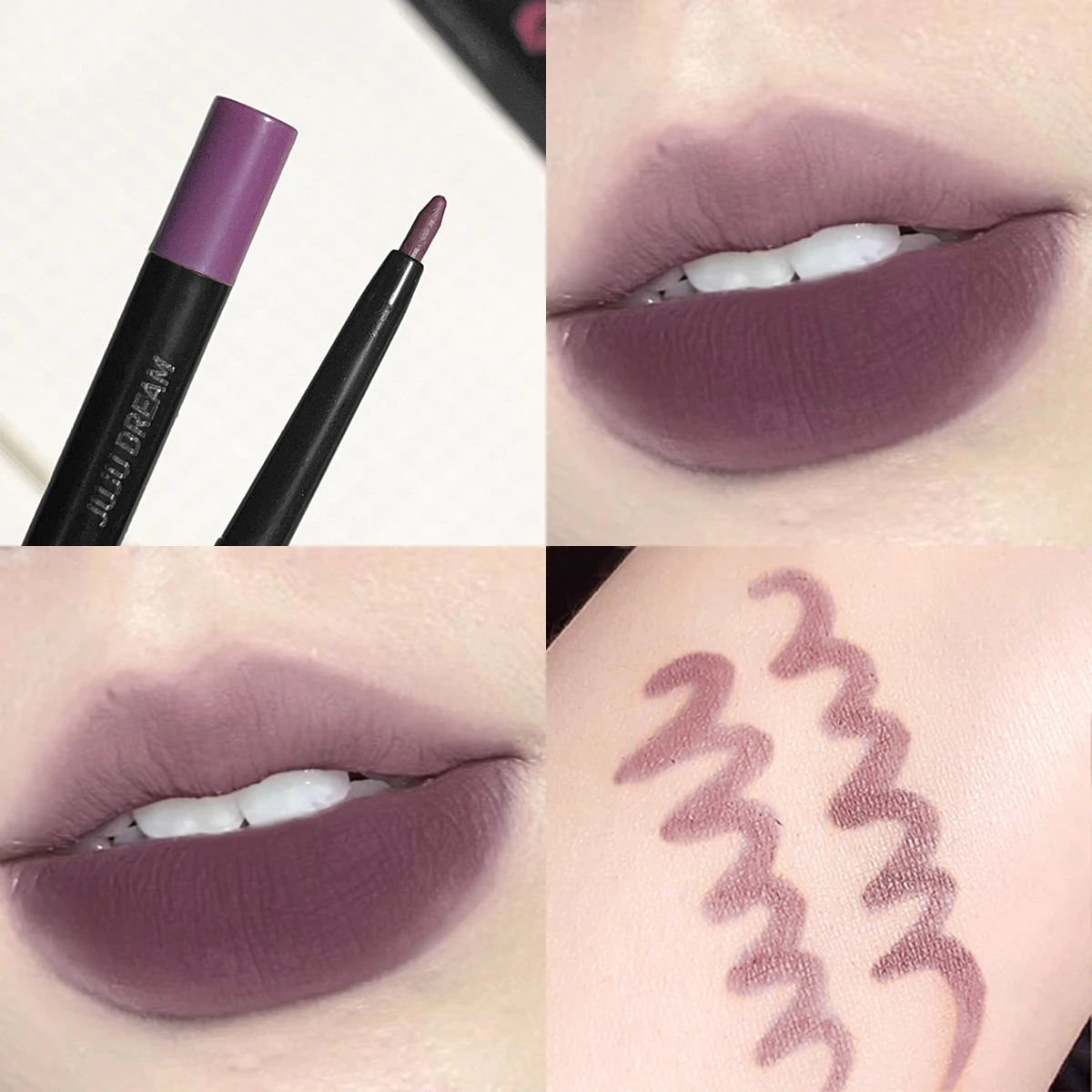 Delineador labial colorido, pêssego marrom baga, copo antiaderente nude duradouro, batom segurando maquiagem lápis labial, cor lisa três dimensões