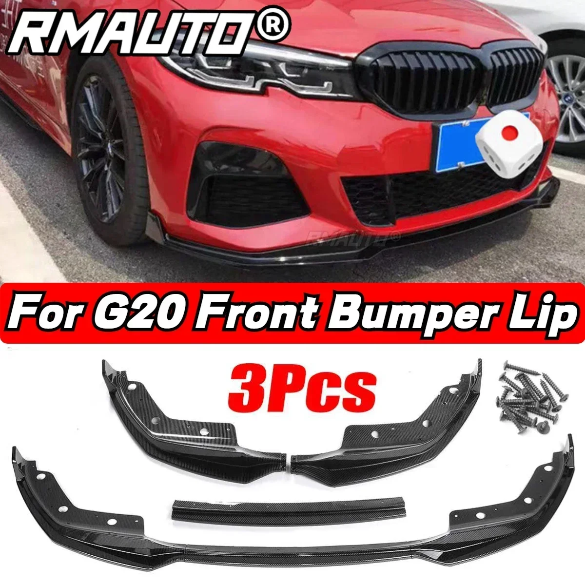 For BMW 3 Series 2019-2021  G20 G28 Front Lip MP Style Front Bumper Splitter Spoiler Diffuser Body Kit Car Accessories Body Kit