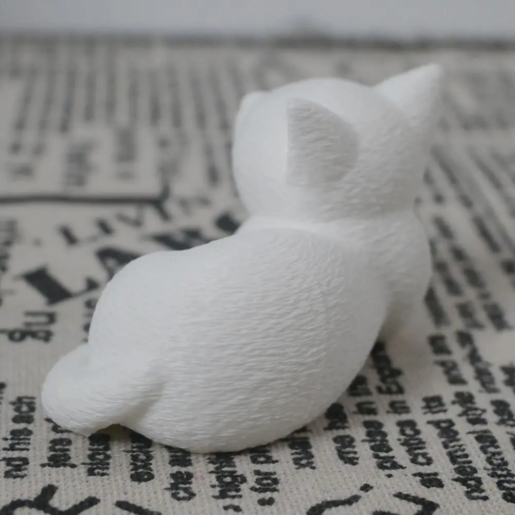 Cute Cat Ornament Cute Room Decor 3d Printed Cat Ornament with Plush Texture Realistic Furry Baby Cat Figurines Cute for Desk
