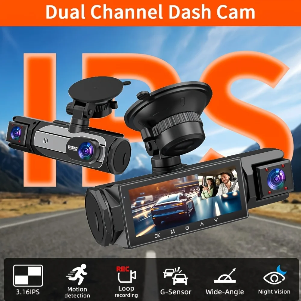 3 Cameras Dash Cam 1080P Front and Rear View Camera Night Vision Parking Monitor Car DVR 3way Car Video Recorder With Gift