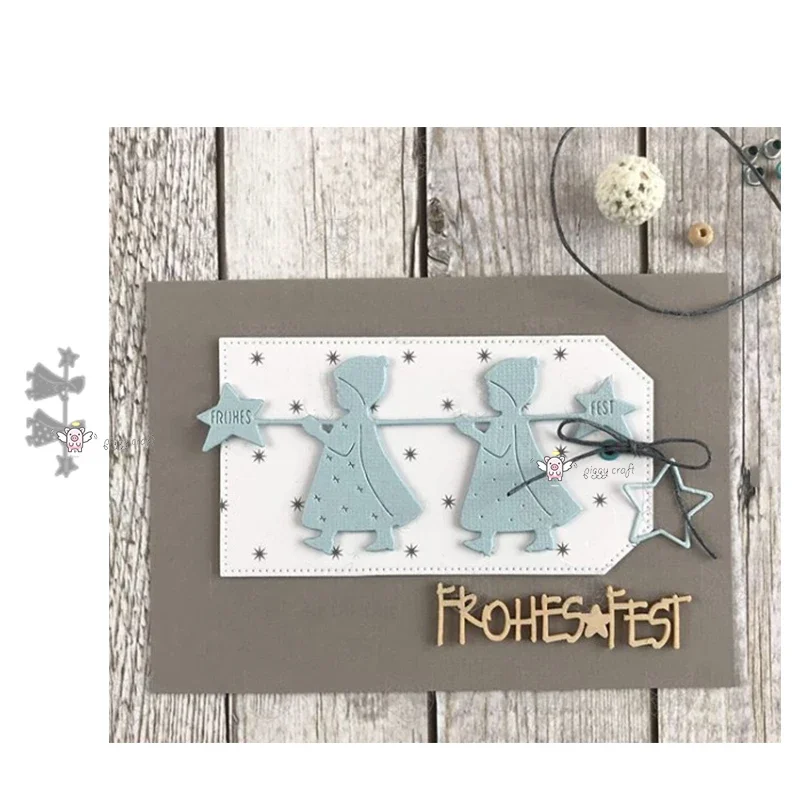 Mmao الحرفية المعادن قطع يموت قطع يموت العفن Frohes مهرجان رسالة الطفل قصاصات ورقية كرافت سكين قالب شفرة لكمة الإستنسل يموت