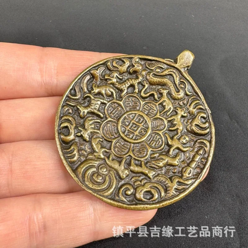 Brass Nine Palaces and Eight Trigrams Tibetan-style accessories, antique-style Nine Palaces pendant, ethnic-style ornament