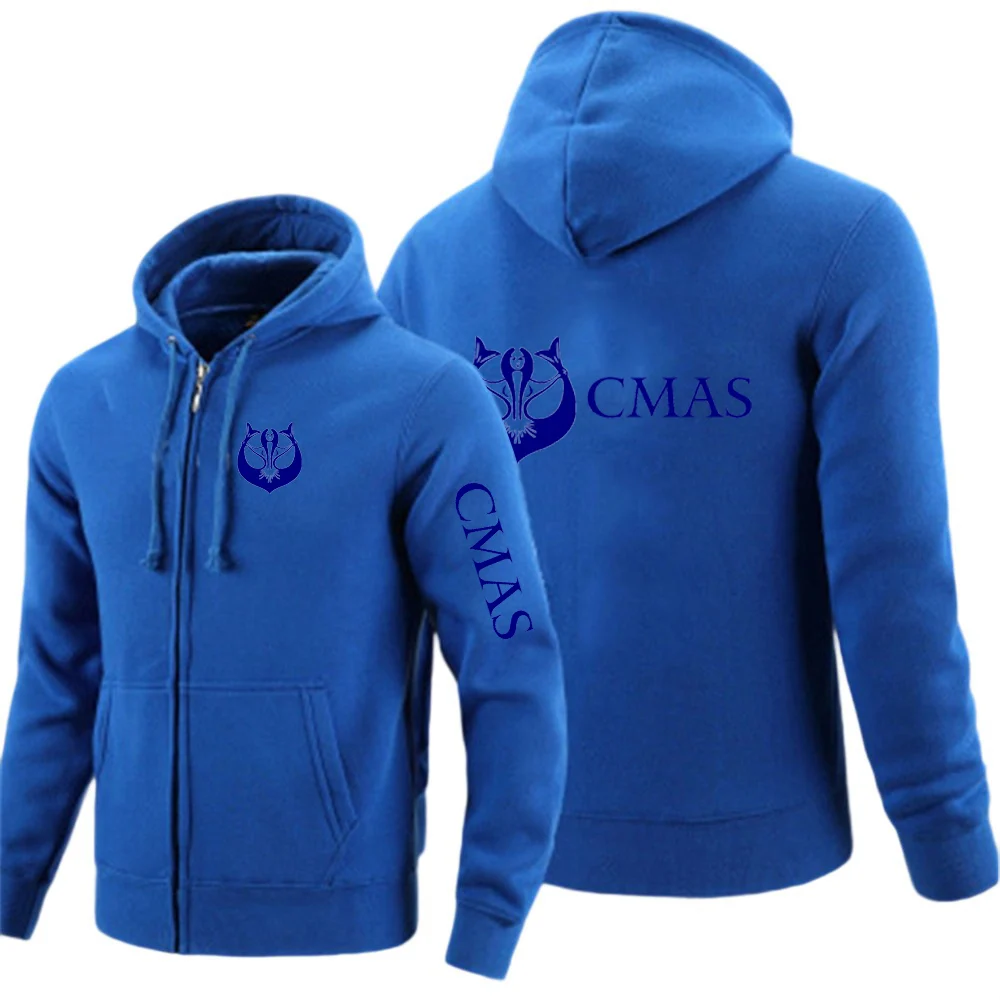 2025 Spring And Autumn Man's Scuba Diving CMAS Logo Print Fitness Comfortable Hooded Coat Eye Catching Hoodies Jacket view 3