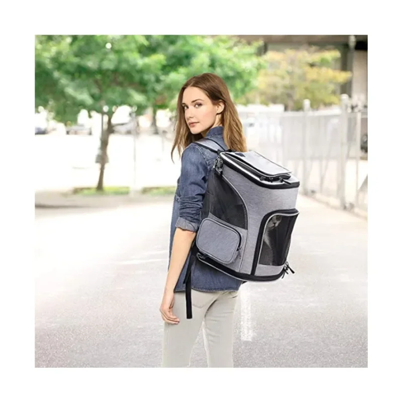 Breathable Mesh Pet Carrier Backpack Expandable for Cats Dogs Under 18 LB Foldable Cat Backpack Carrier Bag Dog Backpack