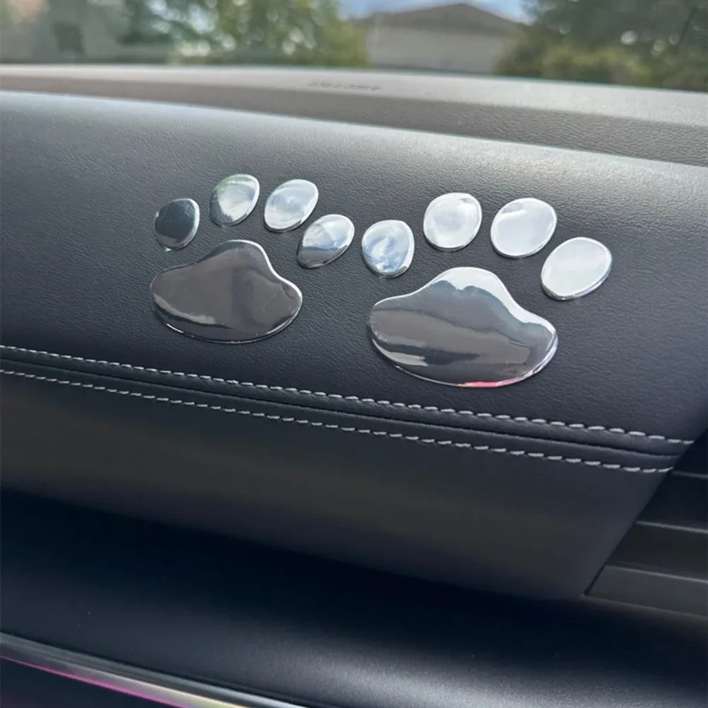 4Pcs 3D Animal Paw Print Car Stickers, Cute Dog Cat Bear Footprint Decal, Vehicle & Motorcycle Exterior Fashion Ornament