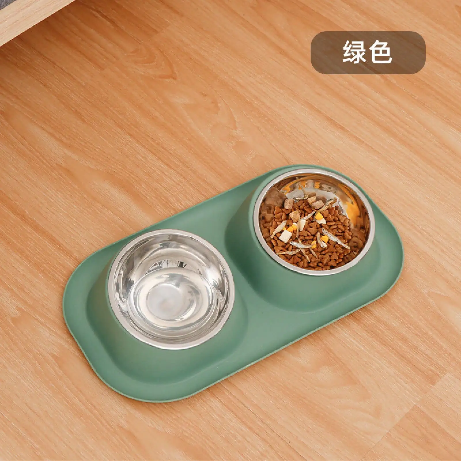 

Stainless Steel Pet Double Bowl, Neck Dog Bowl, Detachable Non-Slip Food Feeder Cats Dogs JG8E