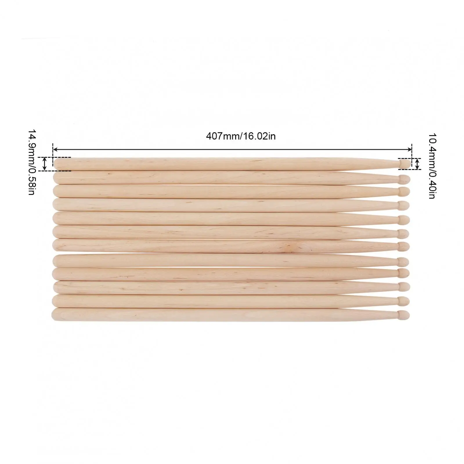 12pcs 5A Drum Sticks Classic Maple Wood Drumsticks Percussion Musical Instruments Practice Drum Stick for Jazz Drum Exercise