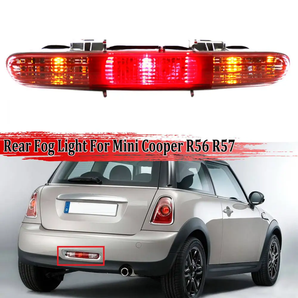 

63247255925 Car LED Rear Bumper Fog Light Brake Lamp Red For MINI R56 LCI Cabrio R57 LCI Coupe R58 Roadster R59 2009-2015