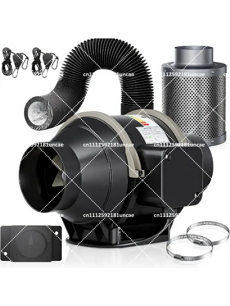 4/6 Inch EC Inline Duct Fan with Knob Speed Controller, Activated Carbon Filter Kit Odor Removal Ventilation Exhaust Fan Set