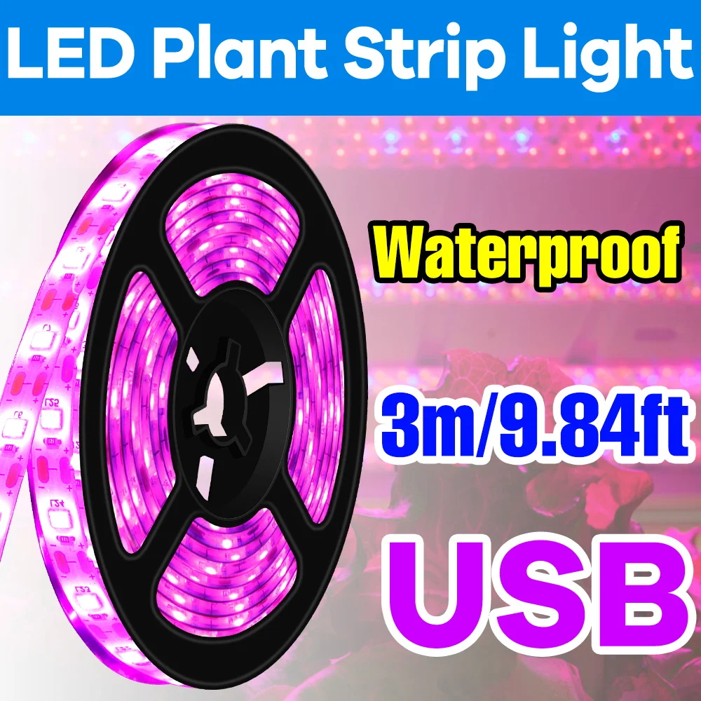 LED Full Spectrum Plant Grow Light Strip USB Seeding Cultivation Lamp 5V Indoor Hydroponic Potted Succulent Flower Fill Lighting