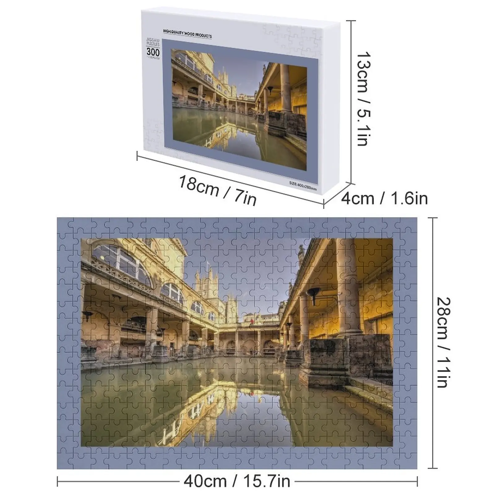 ปริศนาจิ๊กซอว์รูปวัดโรมันแห่งบาธ ทำจากไม้ สำหรับผู้ใหญ่ ปริศนาไม้รูปตัวอักษร