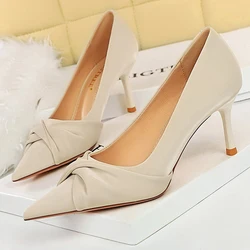 BIGTREE Shoes Fashion Kitten Heels Women Pumps Pointed Bow-knot Stiletto High Heels Women Shoes Sexy Party Shoes Plus Size 34-43