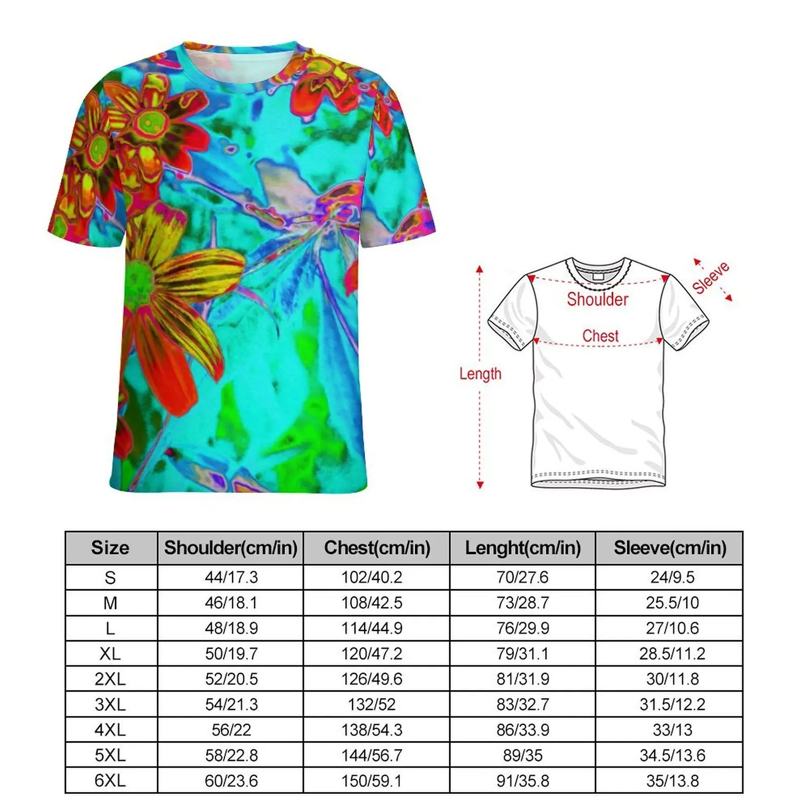 Yellow And Orange Flower T-Shirt Men Abstract Tropical Print T-Shirts Beach Hippie Tee Shirt Short Sleeve Oversize Clothing