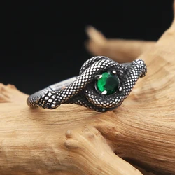 New Fashion Snake Ring With Green Stone 316L Stainless Steel Animal Rings For Men Women Punk Trendy Jewelry Gifts Dropshipping
