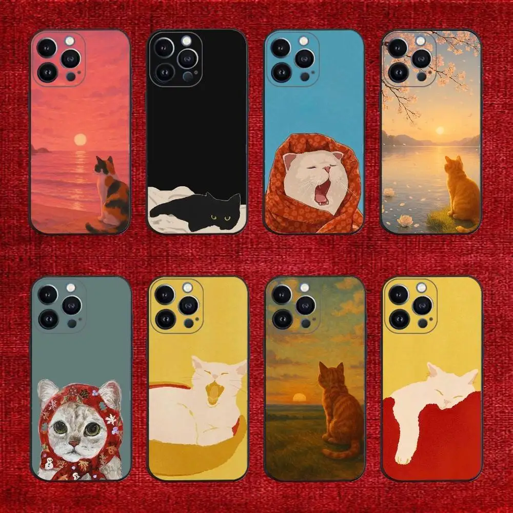 

Colorful Cat Design Clear Phone Case For iPhone 16e,16,15,14,13,12,11,Pro,X,XS,Max,XR,Plus,Mini Soft Black Cover