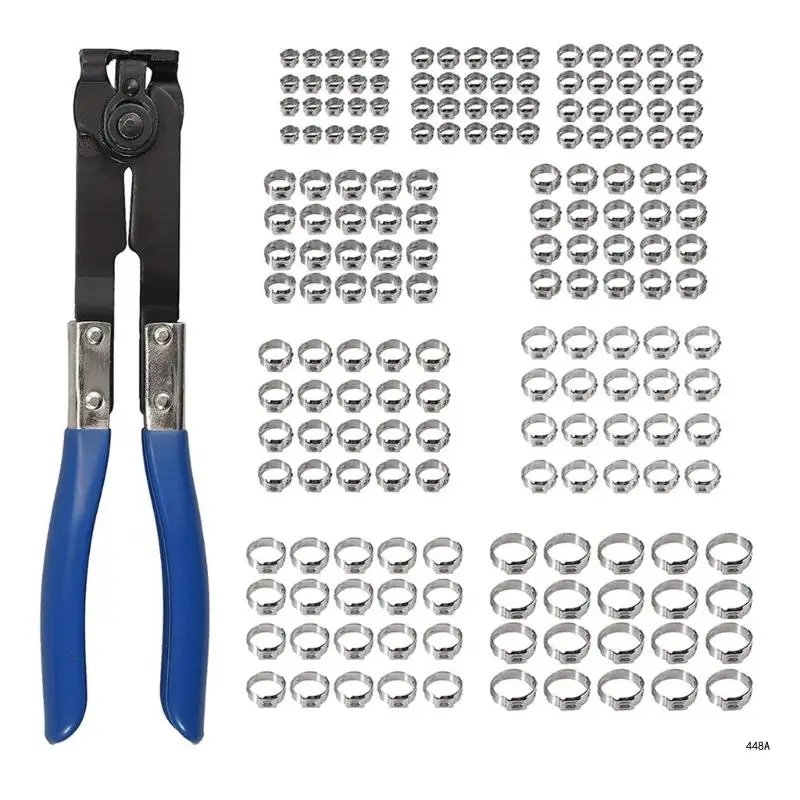 

Adjustable Stainless Steel Single Ear Hose Clamps Set with Pliers, Fits 5.8-21mm Tubes Suitable for Various Applications