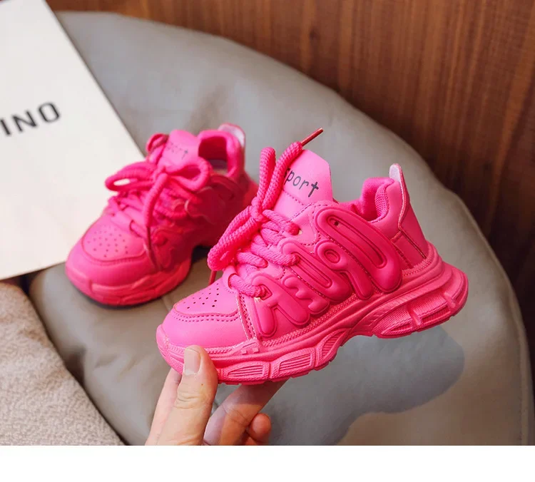 Frühling Herbst Jungen Mädchen Einfarbige Dad-Schuhe Kinder Dickbesohlte Atmungsaktive Weiche Rutschfeste Laufschuhe Kinder Campus Freizeitschuhe – Detail 8