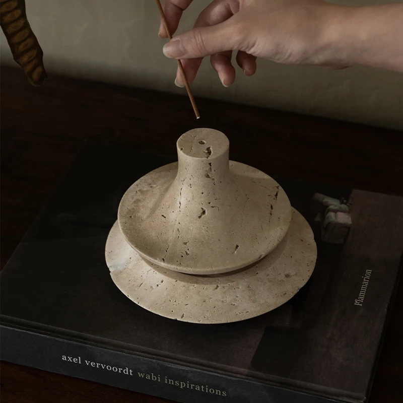 

Vintage Travertine Stick Incense Holder Multifunctional Marble Incense Burner