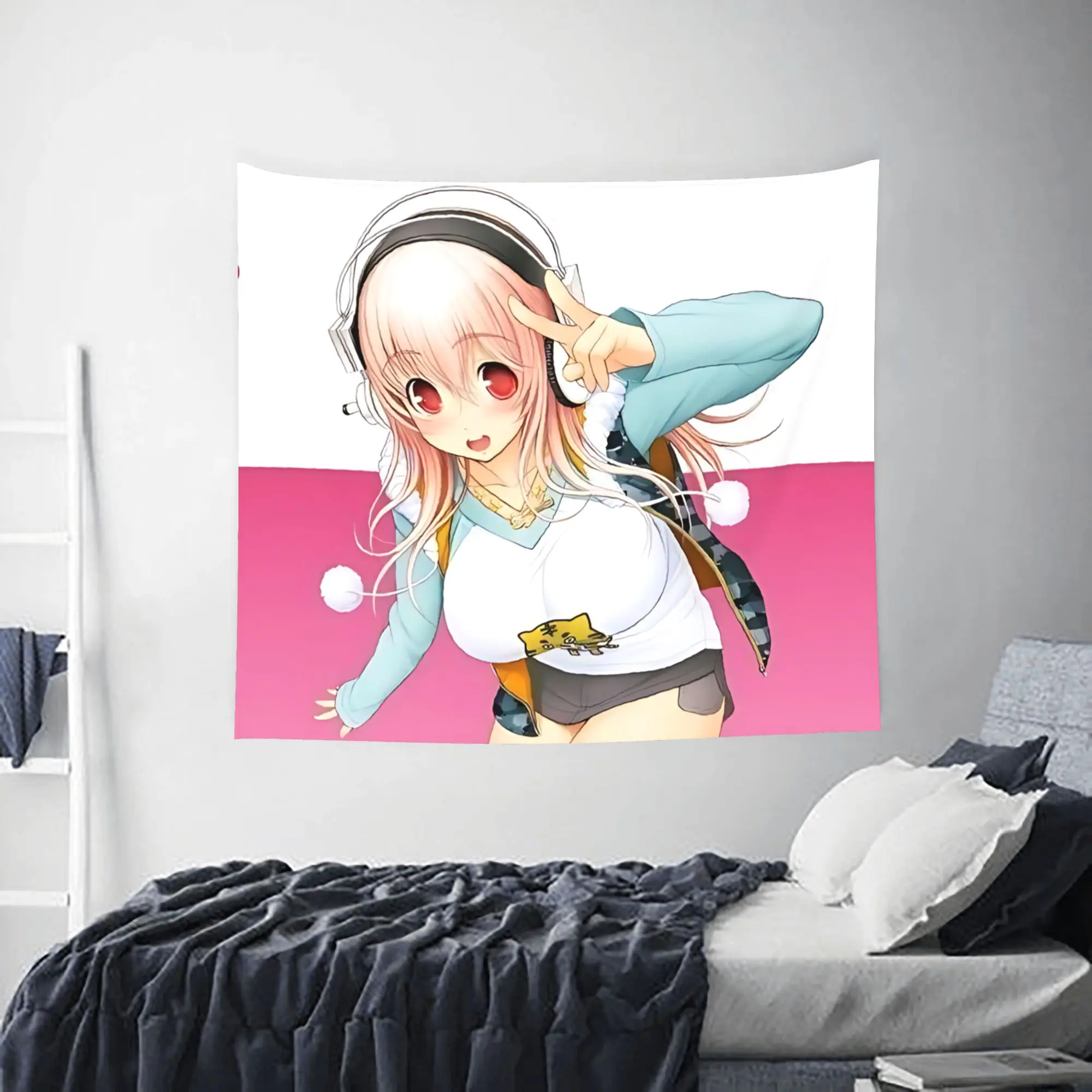 Super Sonico Customized Cutecore Tapestry  Wall Hanging Blanket Tapestry Home Decor Items Wall Decorations