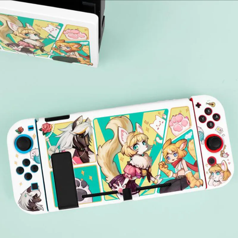 Animal Party Hard TV Dock Cover Stand Charger Crystal Shell for Nintendo Switch Oled NS Joy-Con Controller TPU Protector Case