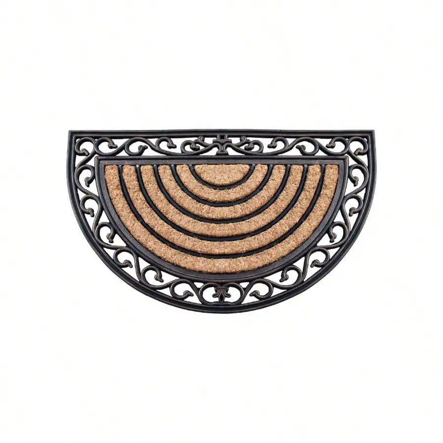 

Natural Coir and Rubber Door Mat 18x30 Thick Durable Half Round Doormat for Entrance Heavy Duty Easy Clean Long Lasting