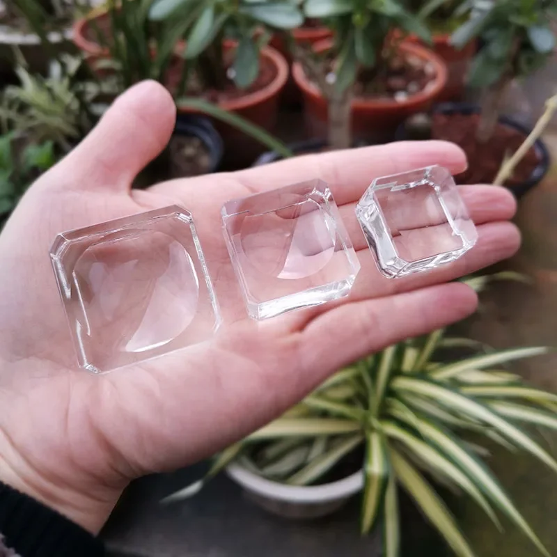 1Pcs Transparent Glass Square Dimple Crystal Ball Display Bases Table Holder Stand Home Decor Ornaments Sphere Gift Paperweight