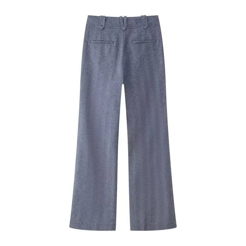 Zweiteiliges Set aus kurzem Blazer und langen Hosen mit Fischgrätenmuster für Damen