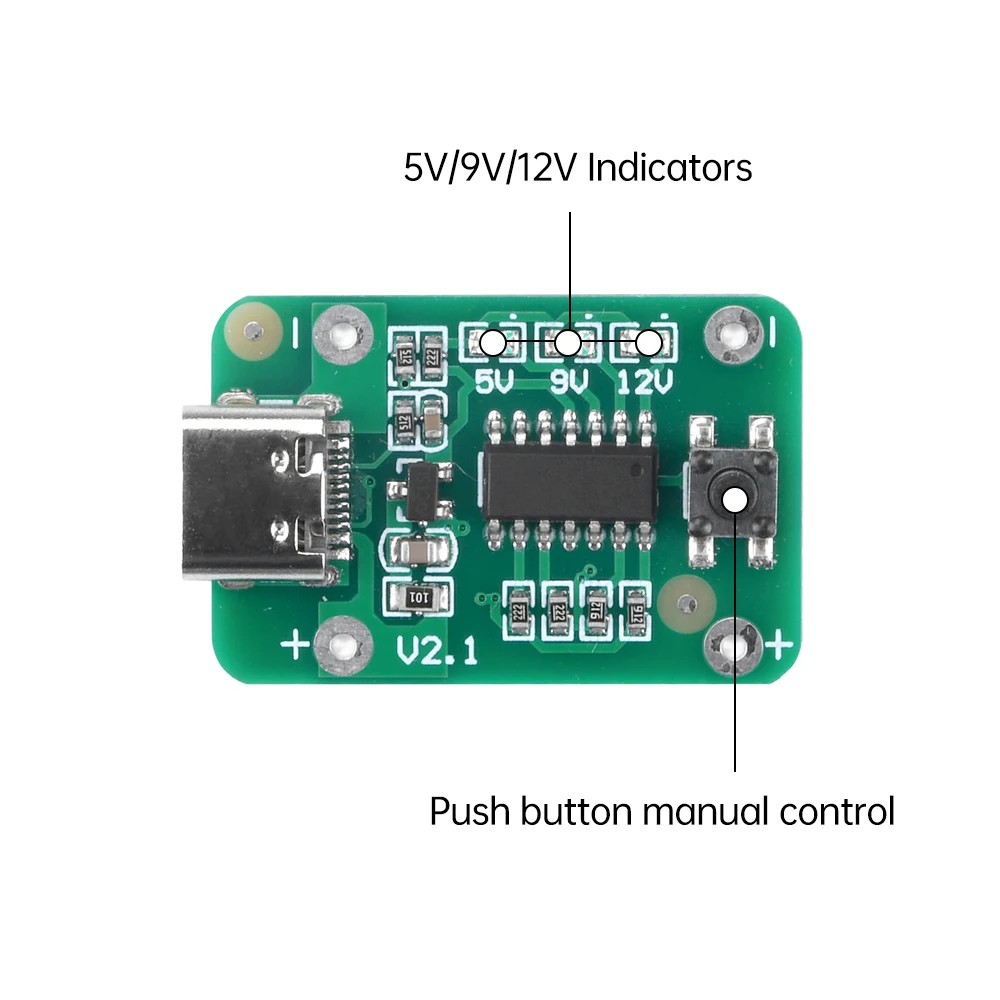 QC 2.0 QC 3.0 Fast Charging Decoy Trigger Board USB/Type-C 5V 9V 12V Voltage Indicator with Electronic Load Signal Control