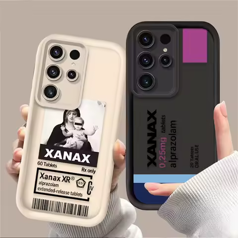 XANAX Chill Pill Phone Matte Case For Samsung Galaxy S24 S25 S23 Ultra S22 S21 Plus FE A36 A56 A26 A16 A06 A15 A25 A35 A55 5G