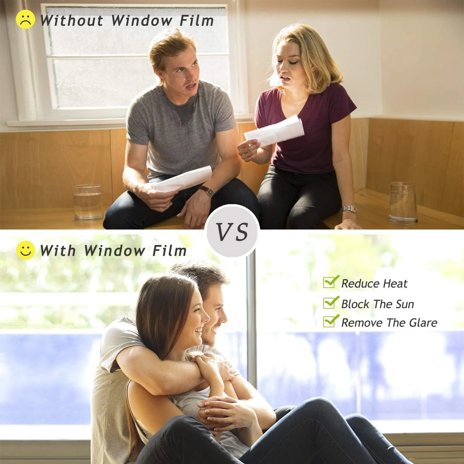 Heat Control UV Blocking Window Film Self Adhesive Privacy Anti Glare for Home Office Car Glass Door Reusable