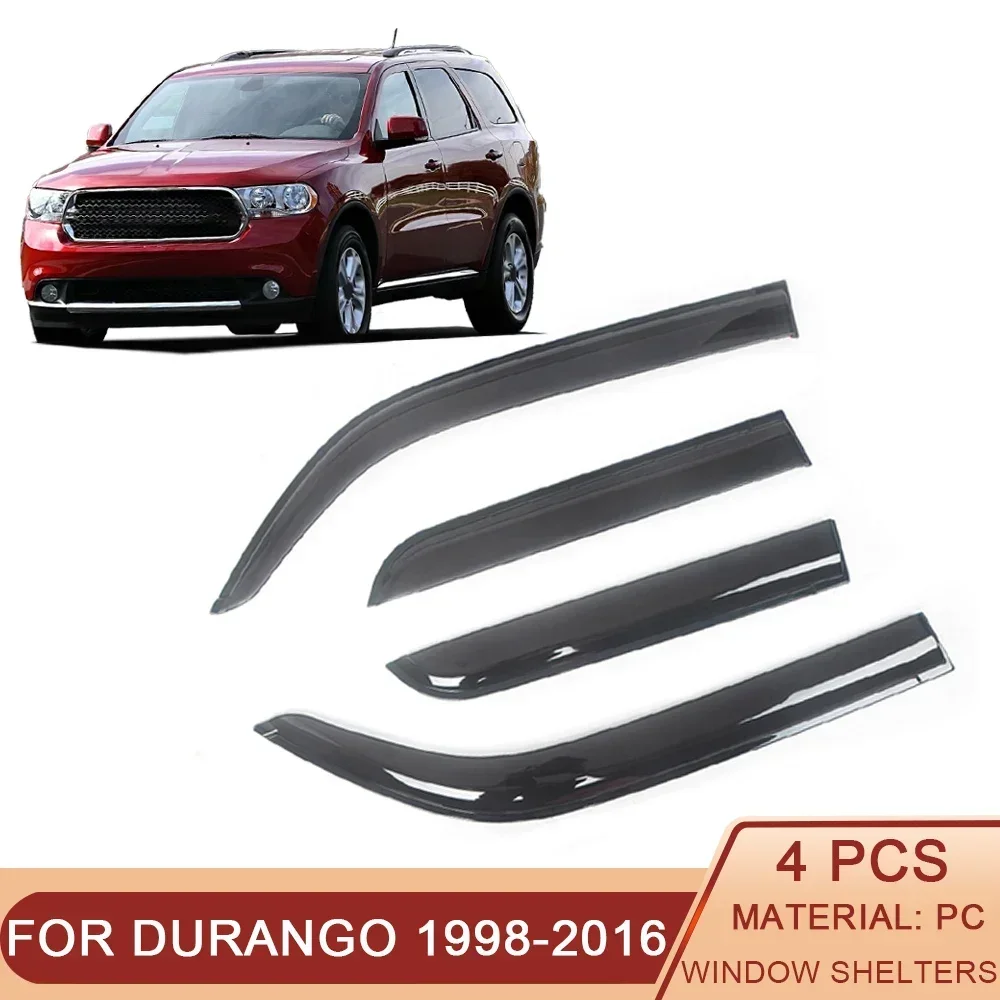 For Dodge Durango 1998-2023 Auto Side Window Wind Deflectors Visors Black Rain Guard Door Visor Vent Shades Dark Smoke Ventvisor 