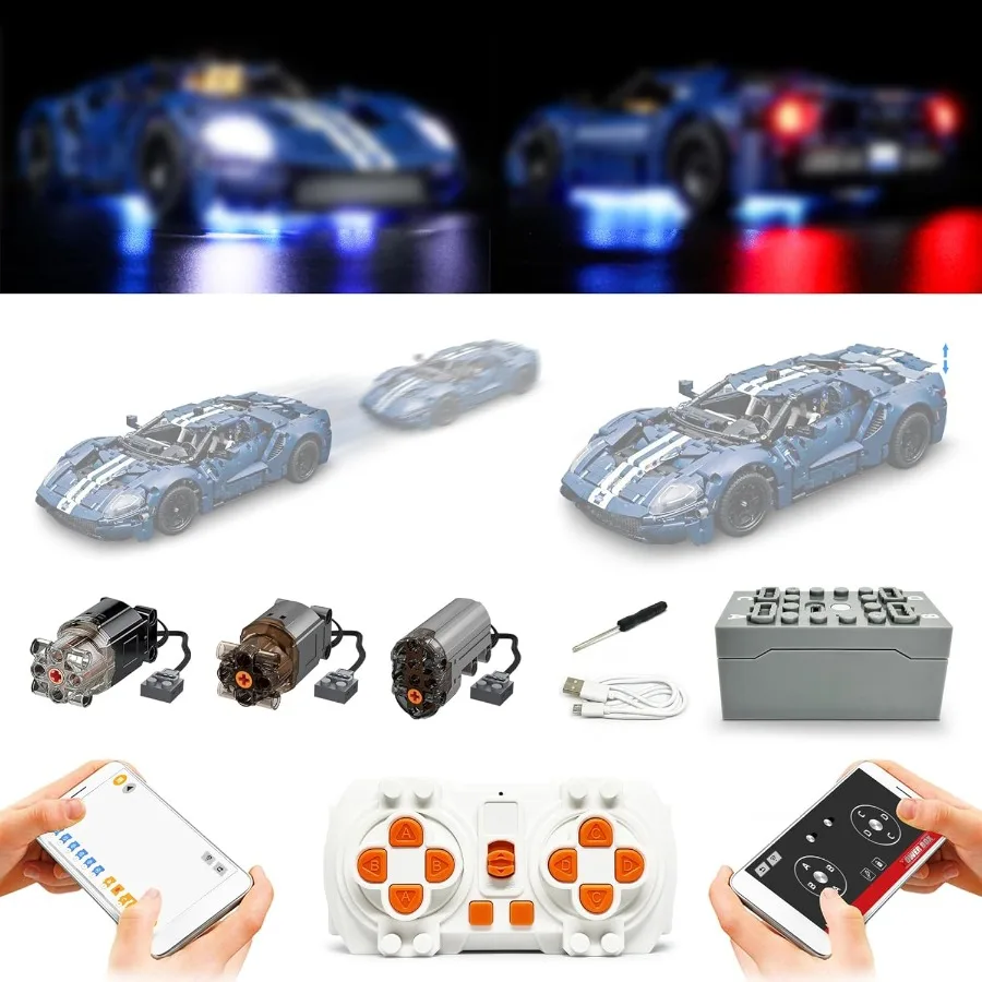 

Power Function Motor Light Set for Lego 42154 Ford GT 2022 Car Model Kit with Advanced Lighting and Remote Control Features Ide