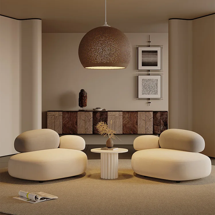 GEDO Cream Pebble Sectional Sofa Set Creative Living Room Fabric Square For Beauty Salon Reception