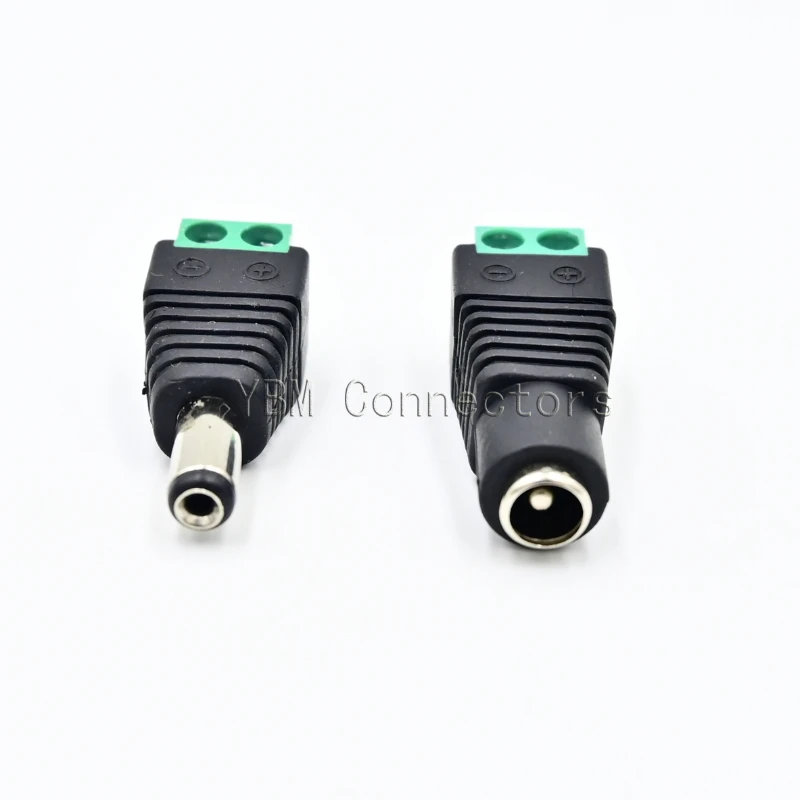 3-100pcs Female Male DC Connectors 5.5mm*2.1mm DC Jack 5V 12V DC Power Connector For LED Strip Light CCTV Camera AC Adapterr