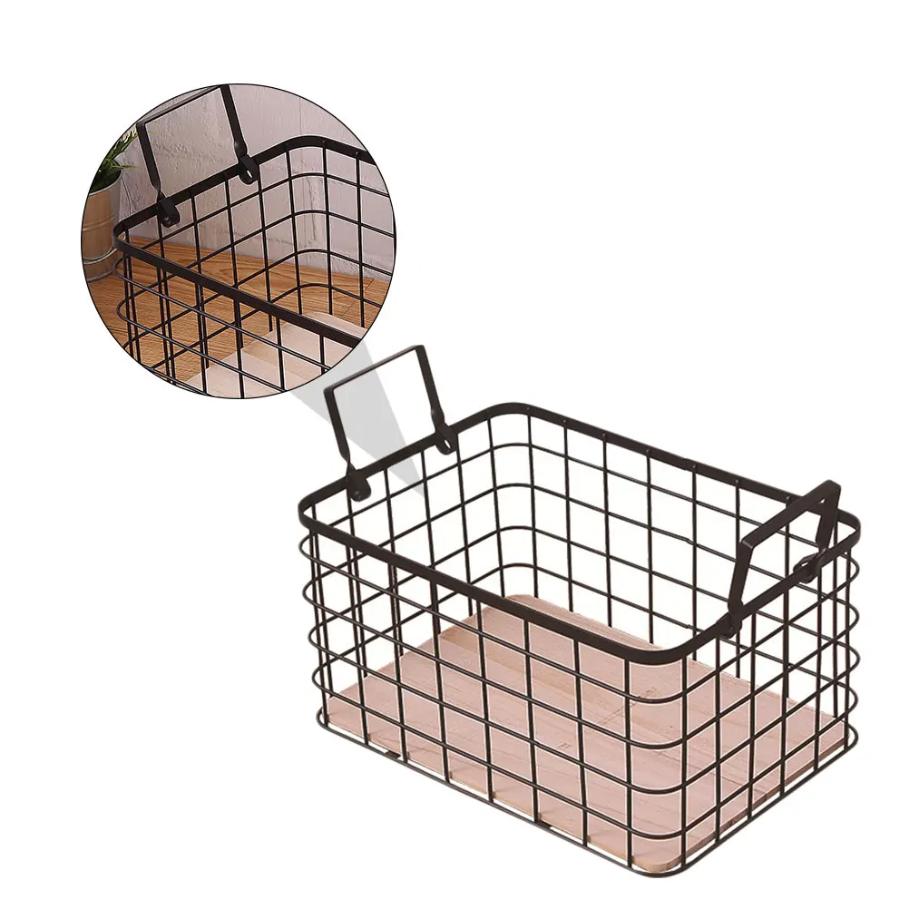 

Iron Art Storage Basket Portable Kitchen Bathroom ganizer Food Snacks Metal Grid Container Box Hollow Design Ventilation